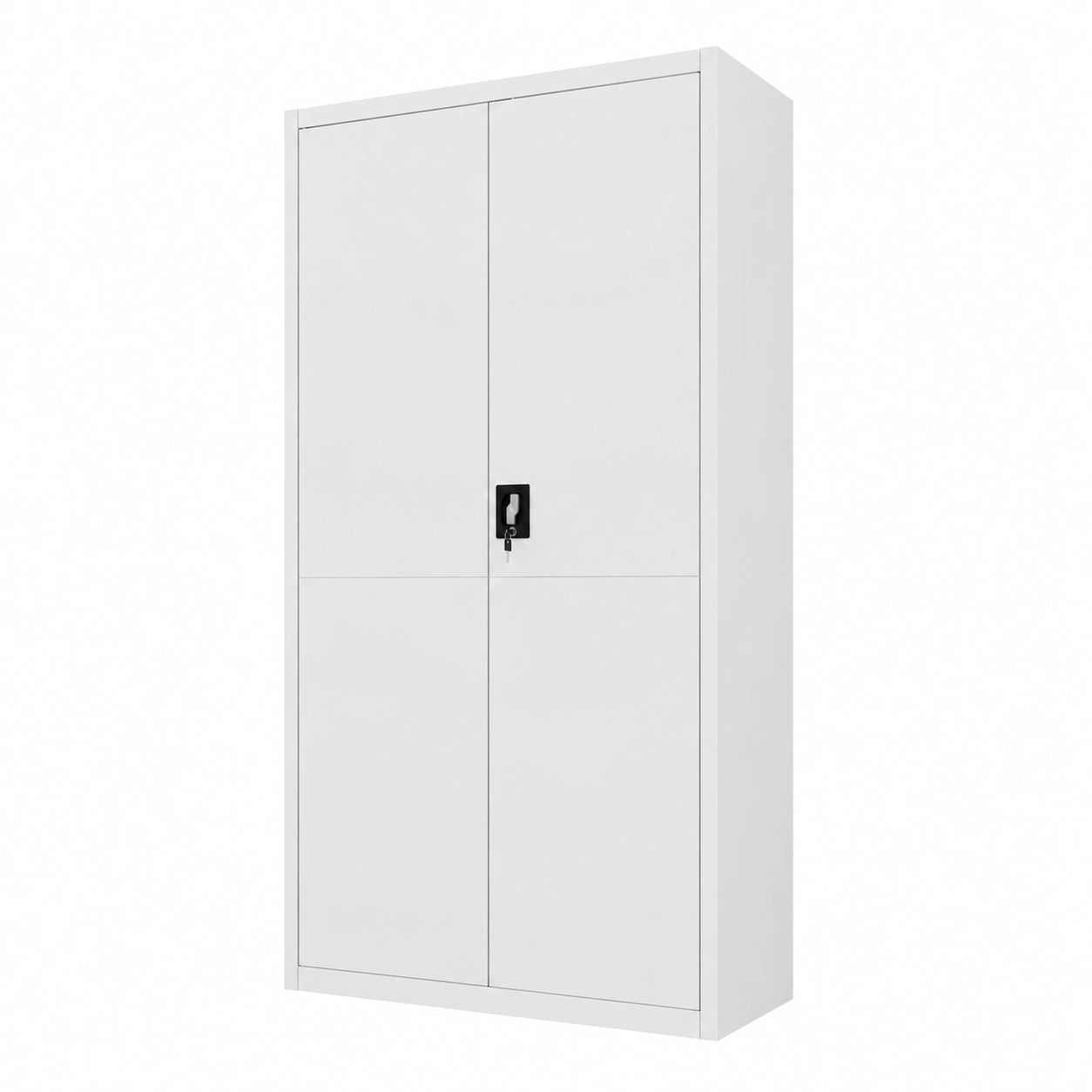 Armoire, en métal, avec étagères, avec portes, coloris blanc et gris, pour la chambre