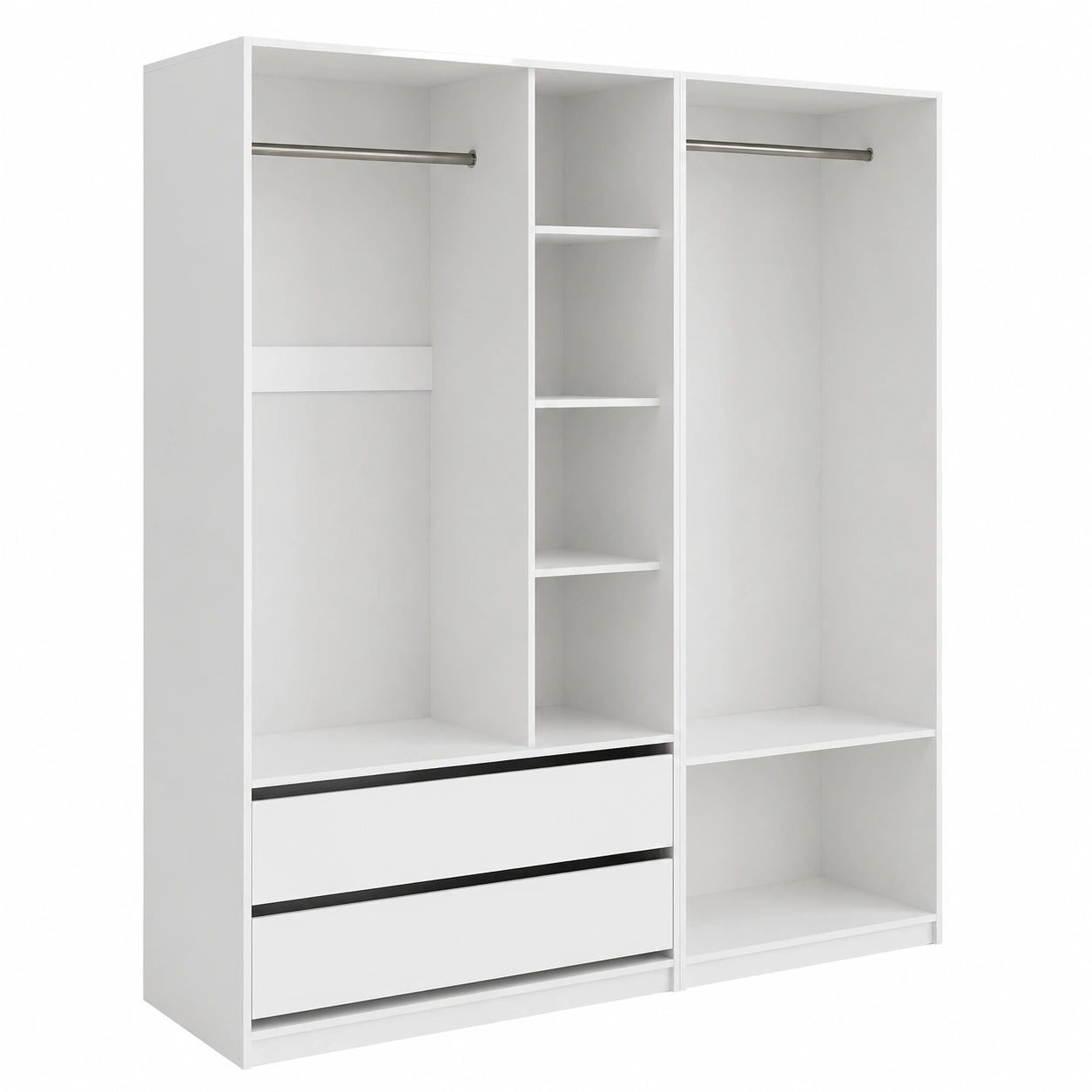 Armoire, avec rangement, coloris blanc, 180 x 200 cm, pour la chambre