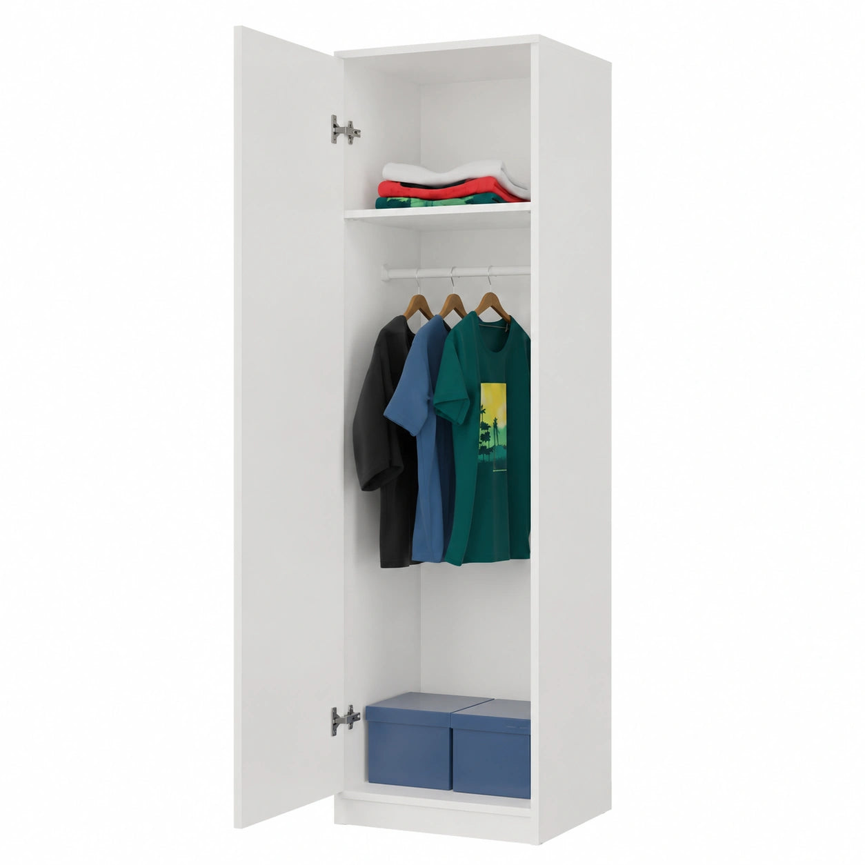 Armoire, avec rangement, coloris blanc, pour la chambre