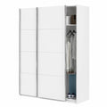 Armoire, avec portes coulissantes, avec portes, coloris blanc, 200 x 150 x 60 cm, pour la chambre