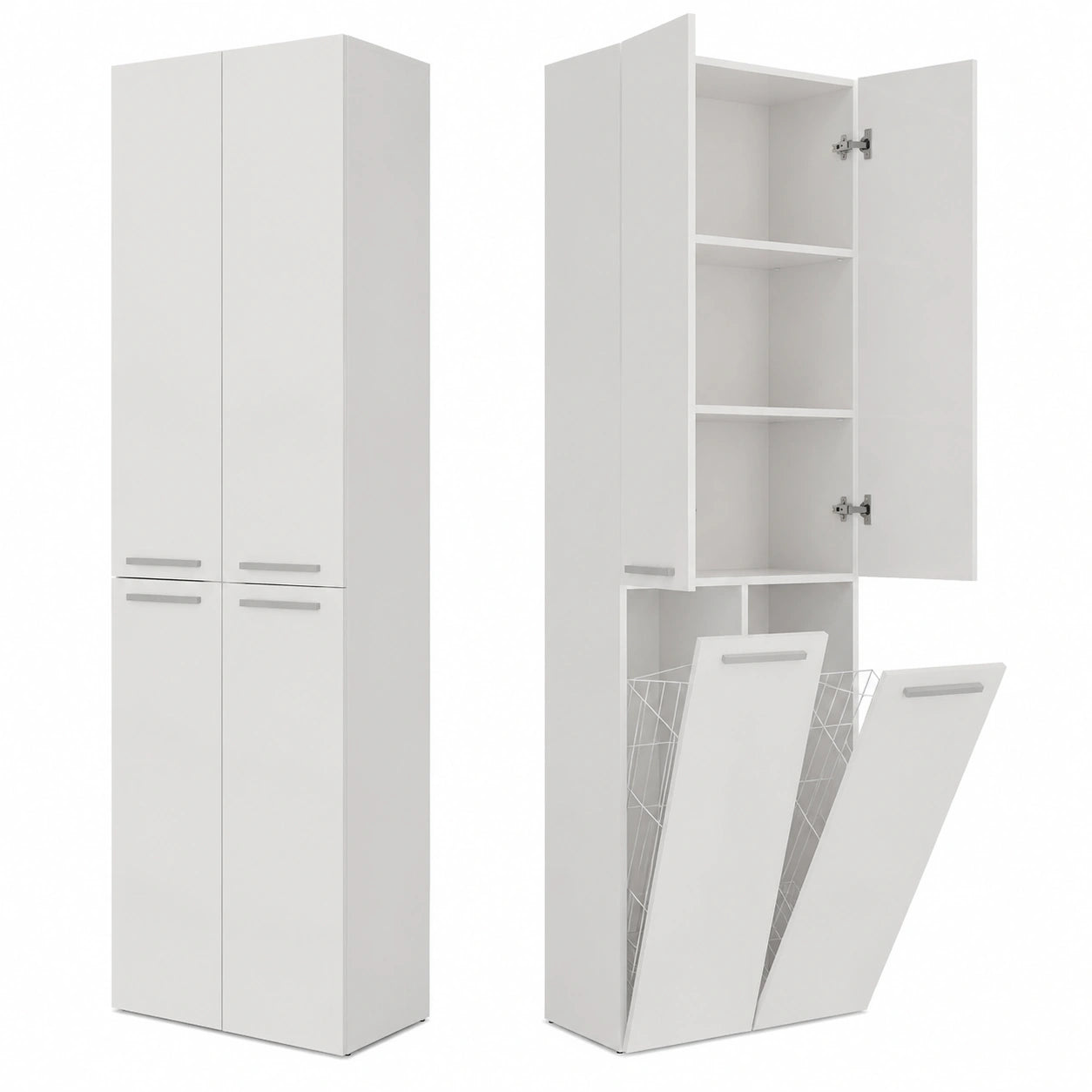Armoire, réglable, avec rangement, avec portes, 60 x 30 x 174 cm, coloris blanc, pour la chambre
