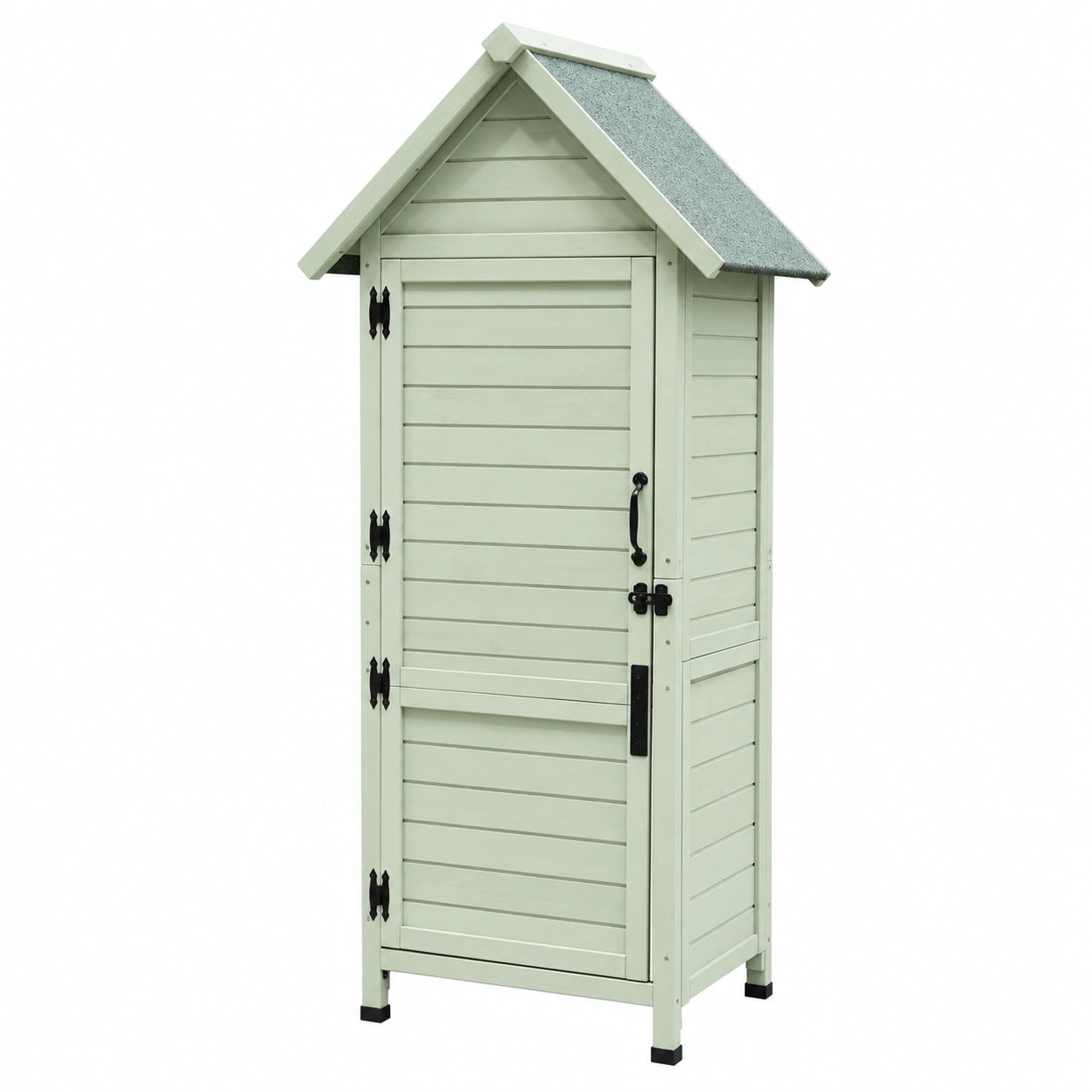 Armoire, avec étagères, avec portes, coloris gris et vert, pour la chambre