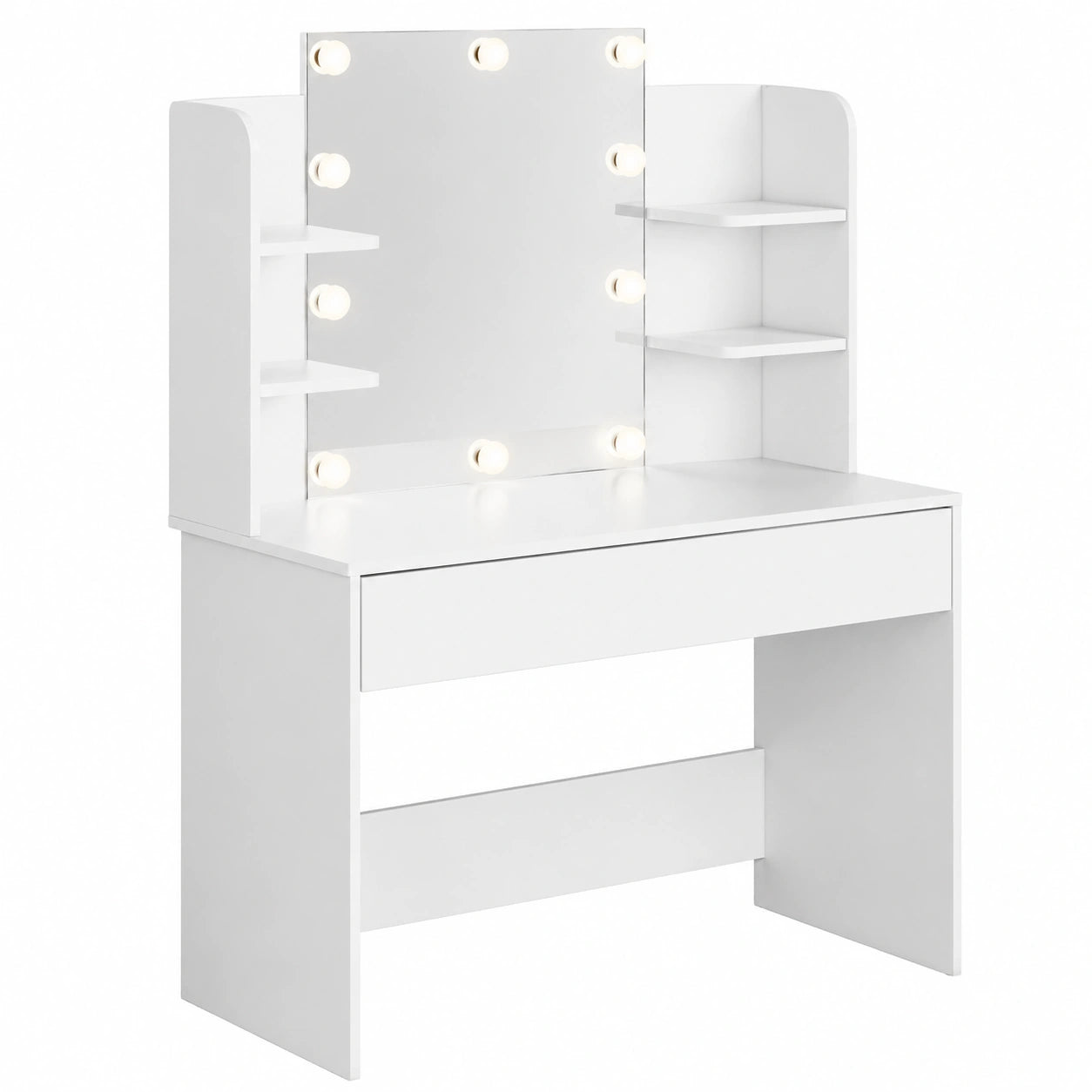 Armoire, avec rangement, avec éclairage LED, coloris blanc, pour la chambre