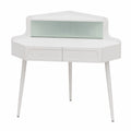 Coiffeuse, réglable, avec tiroirs, avec portes, en métal et verre, coloris blanc, pour la chambre