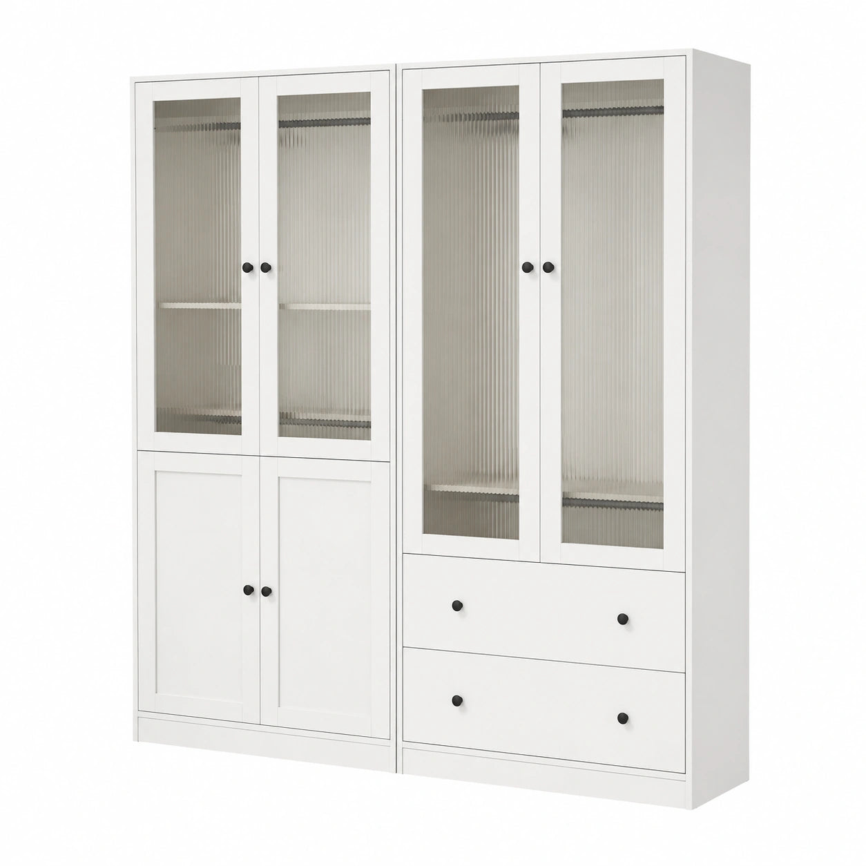 Armoire, avec étagères, avec portes, en verre, coloris blanc, pour la chambre